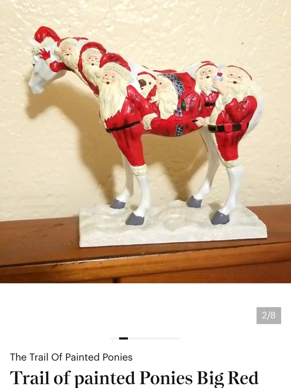 Holiday Pony Figurine in Red and White - Festive Painted Pony